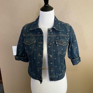 Loft dark denim jacket with lighter denim stars
